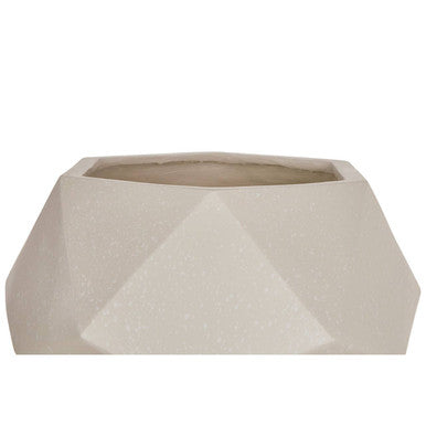 Orsina Darnell White Geometric Planter with Beechwood Legs – 12"