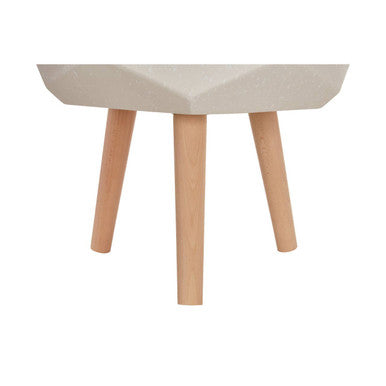 Orsina Darnell White Geometric Planter with Beechwood Legs – 12"