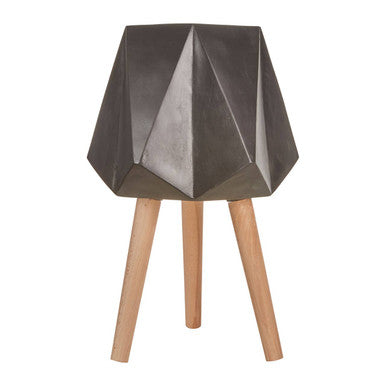 Orsina Darnell Large Black Geometric Planter with Beechwood Legs
