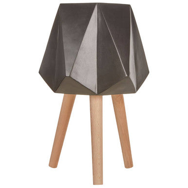 Orsina Darnell Large Black Geometric Planter with Beechwood Legs