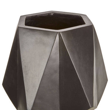 Orsina Darnell Large Black Geometric Planter with Beechwood Legs