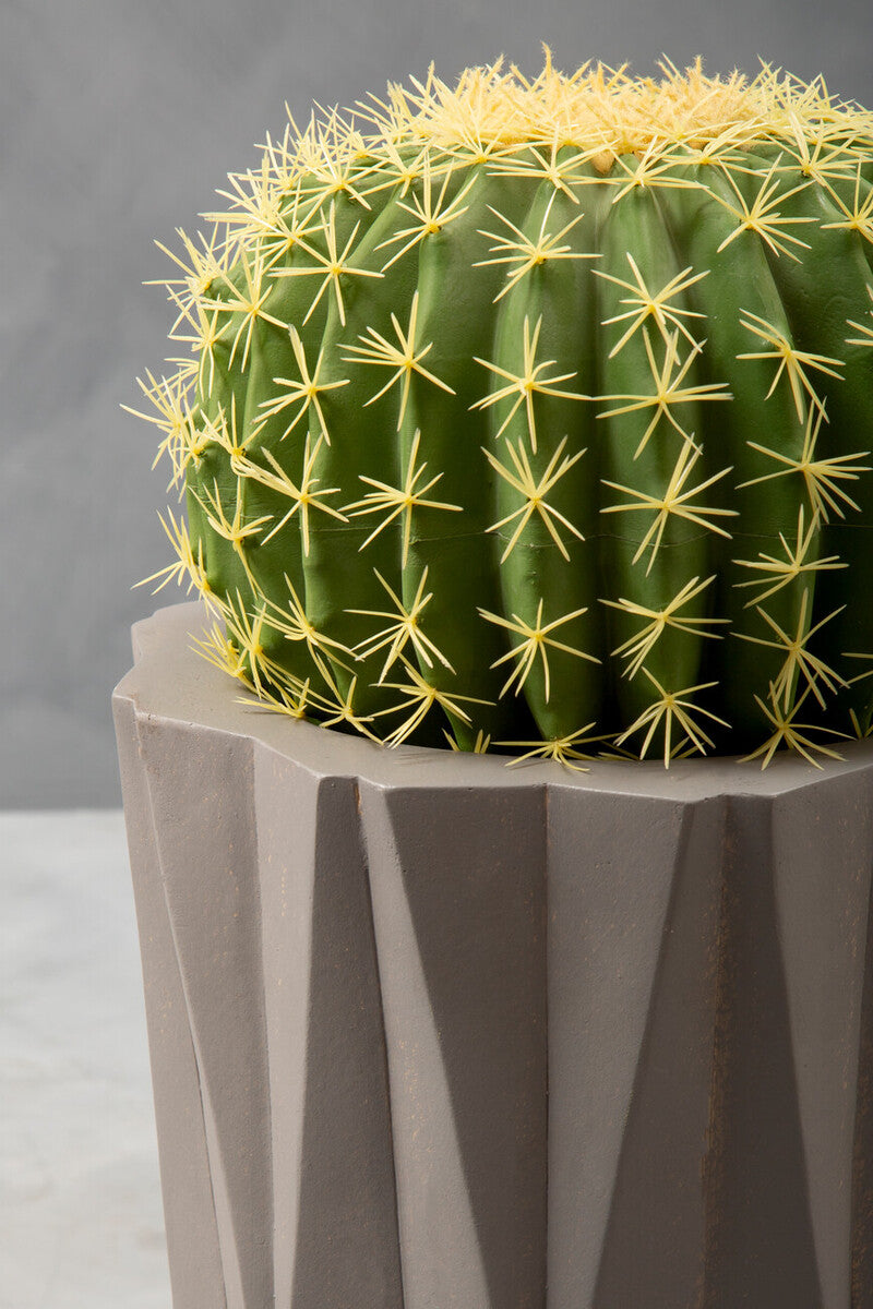 Orsina Darnell Small Grey Faceted Planter with Beechwood Tripod Stand