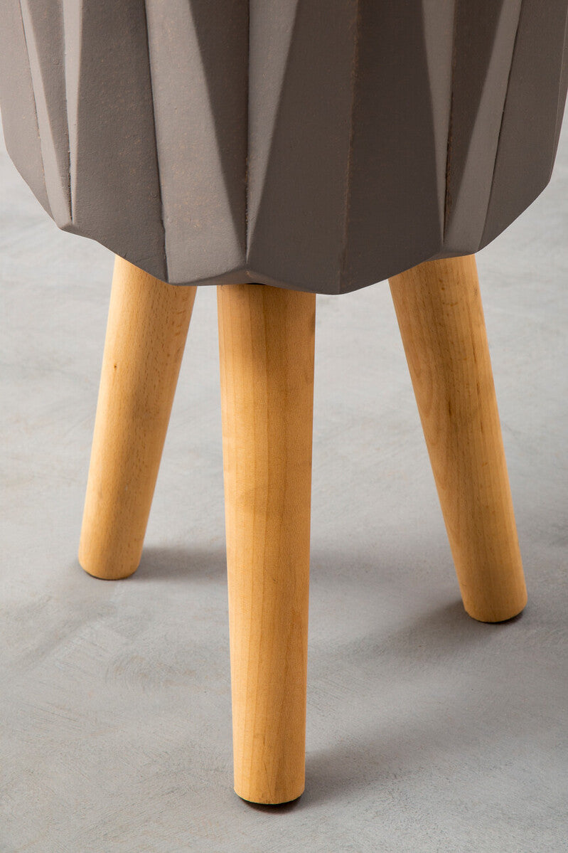 Orsina Darnell Small Grey Faceted Planter with Beechwood Tripod Stand