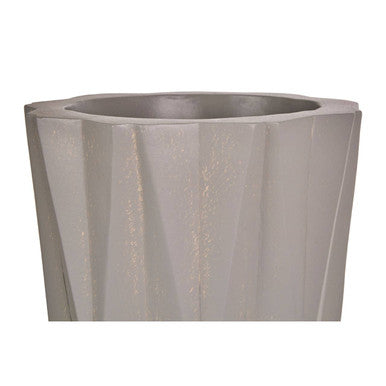 Orsina Darnell Small Grey Faceted Planter with Beechwood Tripod Stand