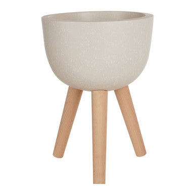 Orsina Darnell Small White Rounded Planter – Elevated Beechwood Stand