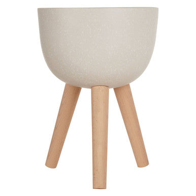 Orsina Darnell Small White Rounded Planter – Elevated Beechwood Stand