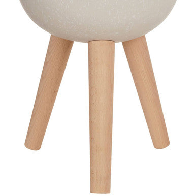 Orsina Darnell Small White Rounded Planter – Elevated Beechwood Stand