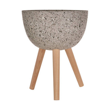 Orsina Darnell Medium Grey Speckled Planter – Raised Indoor Pot