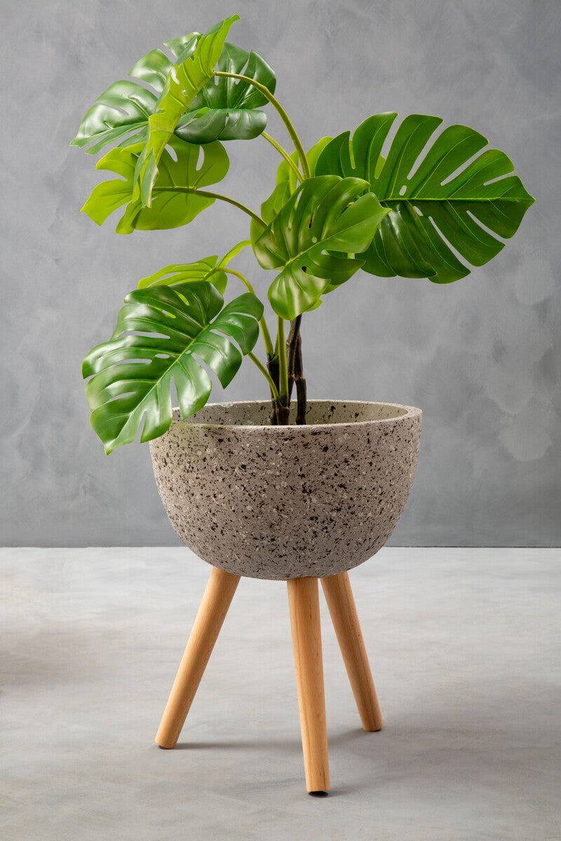 Orsina Darnell Medium Grey Speckled Planter – Raised Indoor Pot
