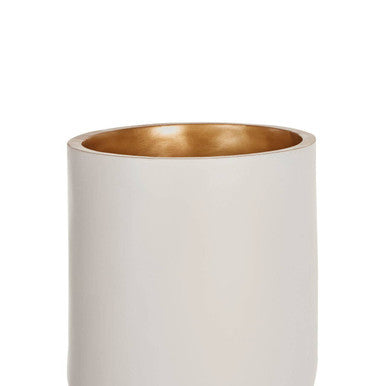 Orsina Darnell Small White Planter – Modern Ceramic Pot with Wood Legs