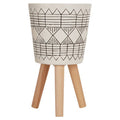 Orsina Darnell Small Modern Planter – White and Black Etched Pot