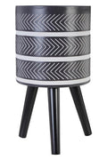 Orsina Darnell Large Chevron Planter – Modern Black and White Pot