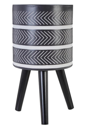 Orsina Darnell Large Chevron Planter – Modern Black and White Pot