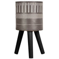 Orsina Darnell Small Black and White Engraved Round Ceramic Planter