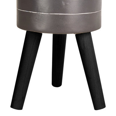 Orsina Darnell Small Black and White Engraved Round Ceramic Planter