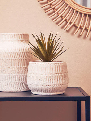 Orsina Steen Small White Stoneware Vase – Textured Decorative Ceramic