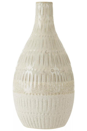 Orsina Steen Medium White Textured Stoneware Bottle Vase – 12"
