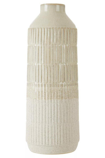 Orsina Steen Large Stoneware Vase – White and Natural Textured Decor