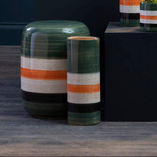 Sorrell Small Ceramic Vase by Orsina – Striped Speckled Modern Decor