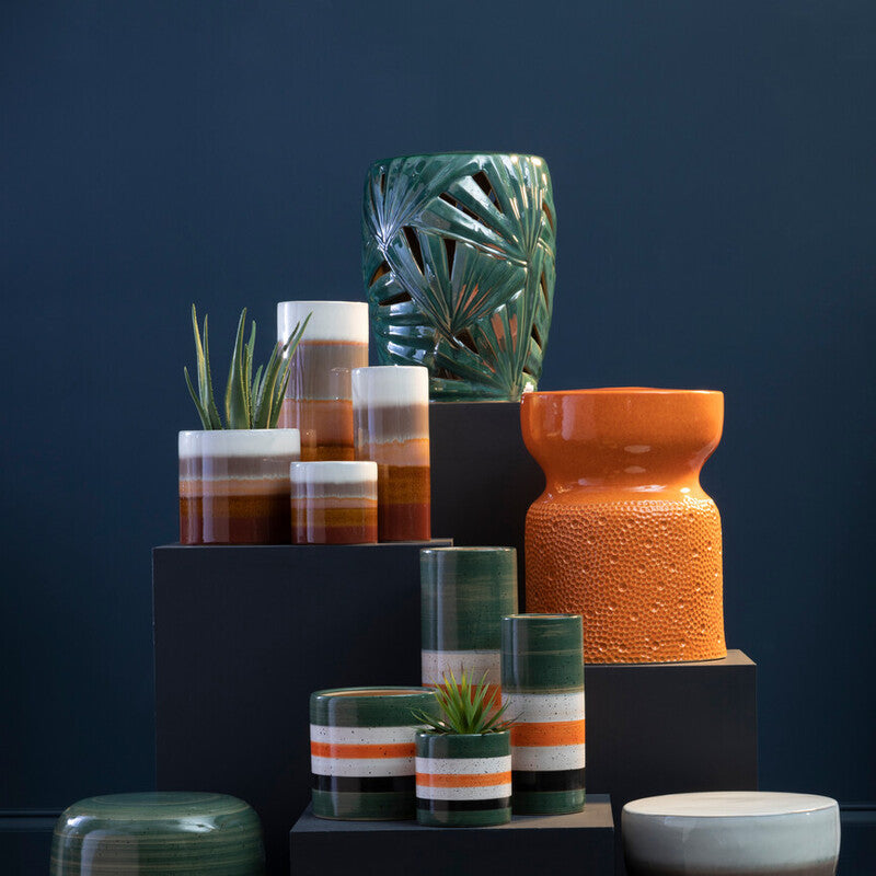 Sorrell Small Ceramic Vase by Orsina – Striped Speckled Modern Decor