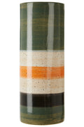 Orsina Sorrell Large Ceramic Vase | Green and Orange Striped Decor