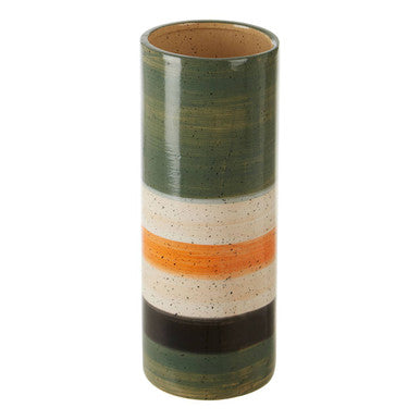 Orsina Sorrell Large Ceramic Vase | Green and Orange Striped Decor