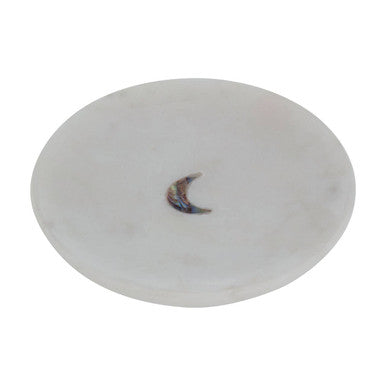Orsina Marella White Marble Trinket Dish with Blue Paua Inlay