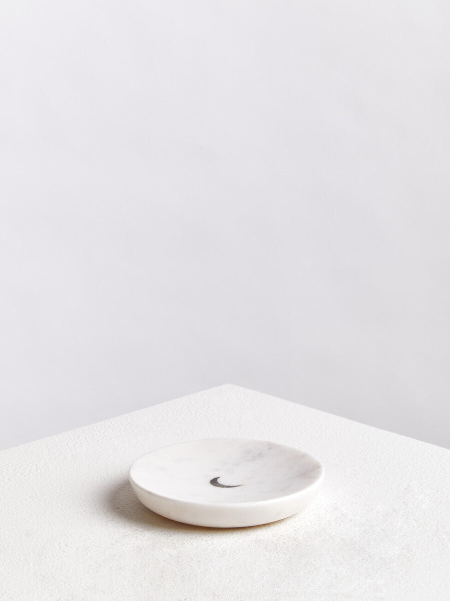 Orsina Marella White Marble Trinket Dish with Blue Paua Inlay