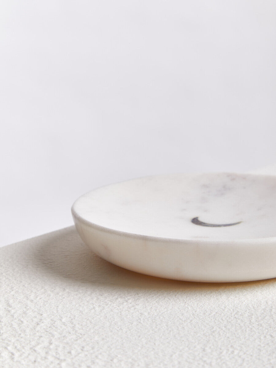 Orsina Marella White Marble Trinket Dish with Blue Paua Inlay