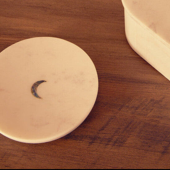 Orsina Marella White Marble Trinket Dish with Blue Paua Inlay