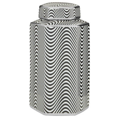 Orsina Celeste Small Ceramic Jar – Black and White Porcelain Canister