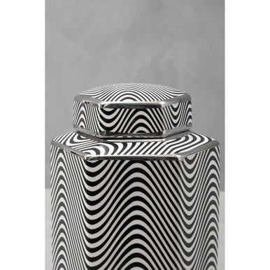 Orsina Celeste Small Ceramic Jar – Black and White Porcelain Canister