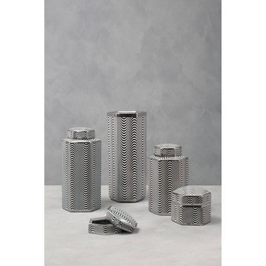 Orsina Celeste Small Ceramic Trinket Box – Hexagon Monochrome Jewelry Case