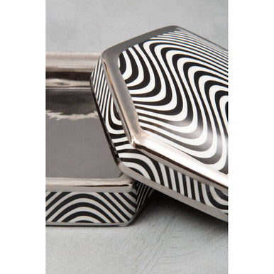 Orsina Celeste Small Ceramic Trinket Box – Hexagon Monochrome Jewelry Case