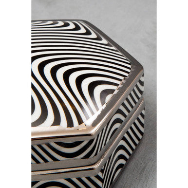 Orsina Celeste Small Ceramic Trinket Box – Hexagon Monochrome Jewelry Case