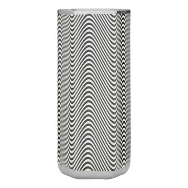Orsina Celeste Porcelain Umbrella Stand – Black and White Wavy Pattern