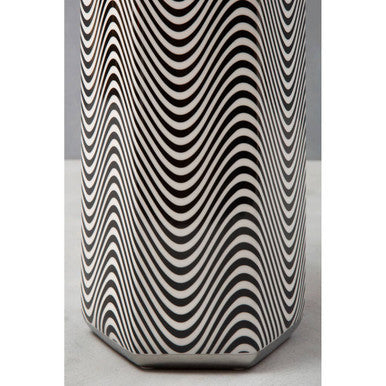 Orsina Celeste Porcelain Umbrella Stand – Black and White Wavy Pattern