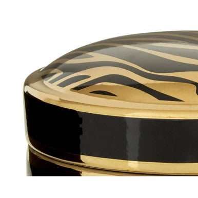 Orsina Calyse Small Porcelain Trinket Box – Black and Gold Zebra Print