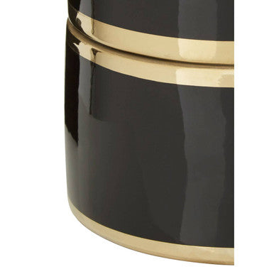 Orsina Calyse Large Porcelain Trinket Box – Black and Gold Zebra Print