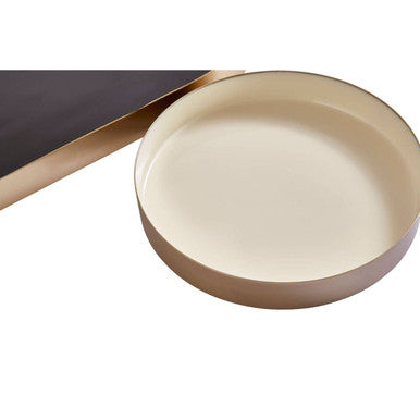 Orsina Elva Decorative Trays – Set of 2 Black and Cream with Gold