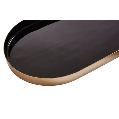 Orsina Elva Decorative Trays – Set of 2 Black and Cream with Gold