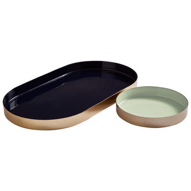 Orsina Navy and Gold Decorative Trays – Set of 2 Serving Trays