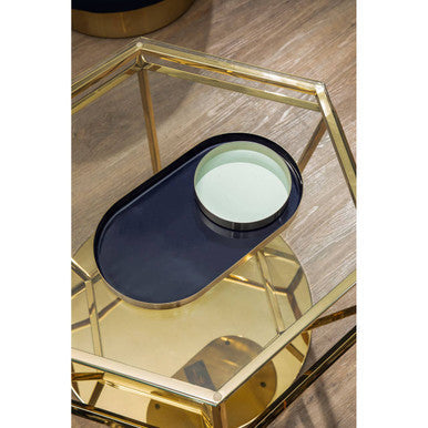 Orsina Navy and Gold Decorative Trays – Set of 2 Serving Trays