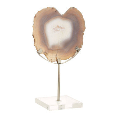 Orsina White and Silver Agate Sculpture – Natural Stone Home Decor