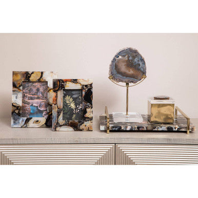 Orsina Black and Gold Agate Sculpture – Natural Stone Home Decor