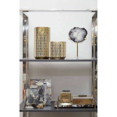 Orsina Black and Gold Agate Sculpture – Natural Stone Home Decor