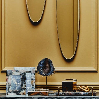 Orsina Black and Gold Agate Sculpture – Natural Stone Home Decor