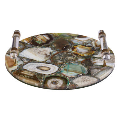 Orsina Green and Gold Agate Tray – Natural Stone Decorative Tray