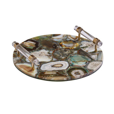 Orsina Green and Gold Agate Tray – Natural Stone Decorative Tray