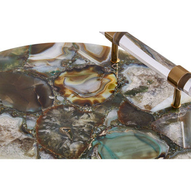 Orsina Green and Gold Agate Tray – Natural Stone Decorative Tray